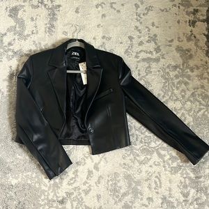 Brand new zara leather cropped jacket